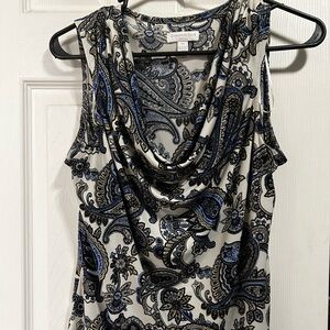 Charter Club Women's Paisley Sleeveless Top - Blue and Black